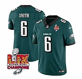 Men & Women & Youth Philadelphia Eagles #6 DeVonta Smith Green 2025 Eagles Logo Super Bowl LIX Patch New F.U.S.E. Vapor Limited Stitched Jersey Dzhi,baseball caps,new era cap wholesale,wholesale hats
